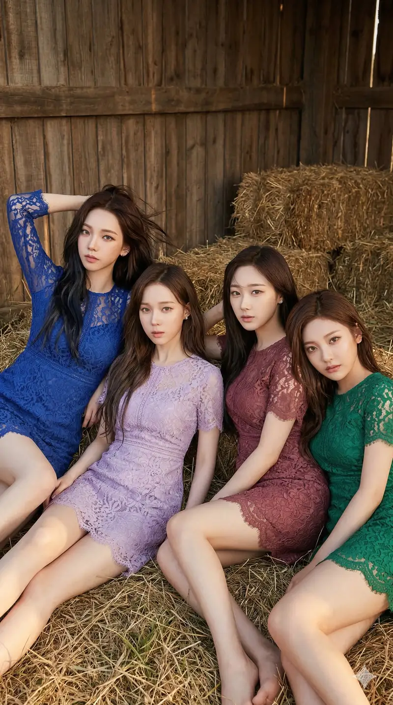 Preview of aespa in Lace Minidresses at a Rustic Barn