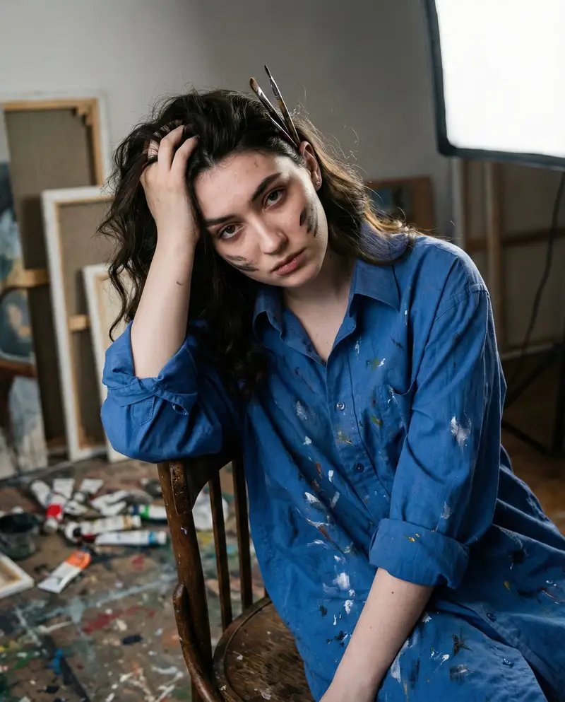 Preview of Chiaroscuro Portrait of an Exhausted Artist