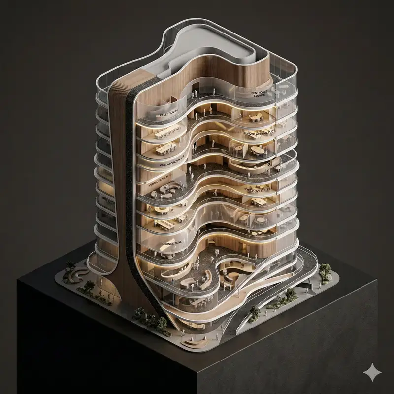 Preview of Conceptual Isometric Office Tower Model