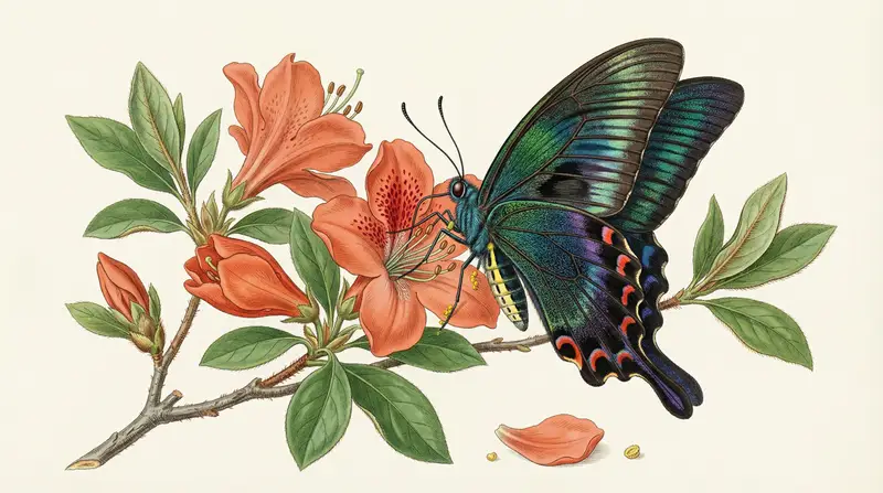 Preview of Precise Natural History Illustration Prompt: Chinese Peacock Butterfly