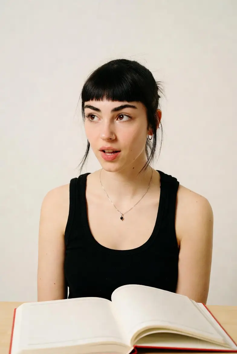 Preview of Candid Medium Shot in Minimalist Studio