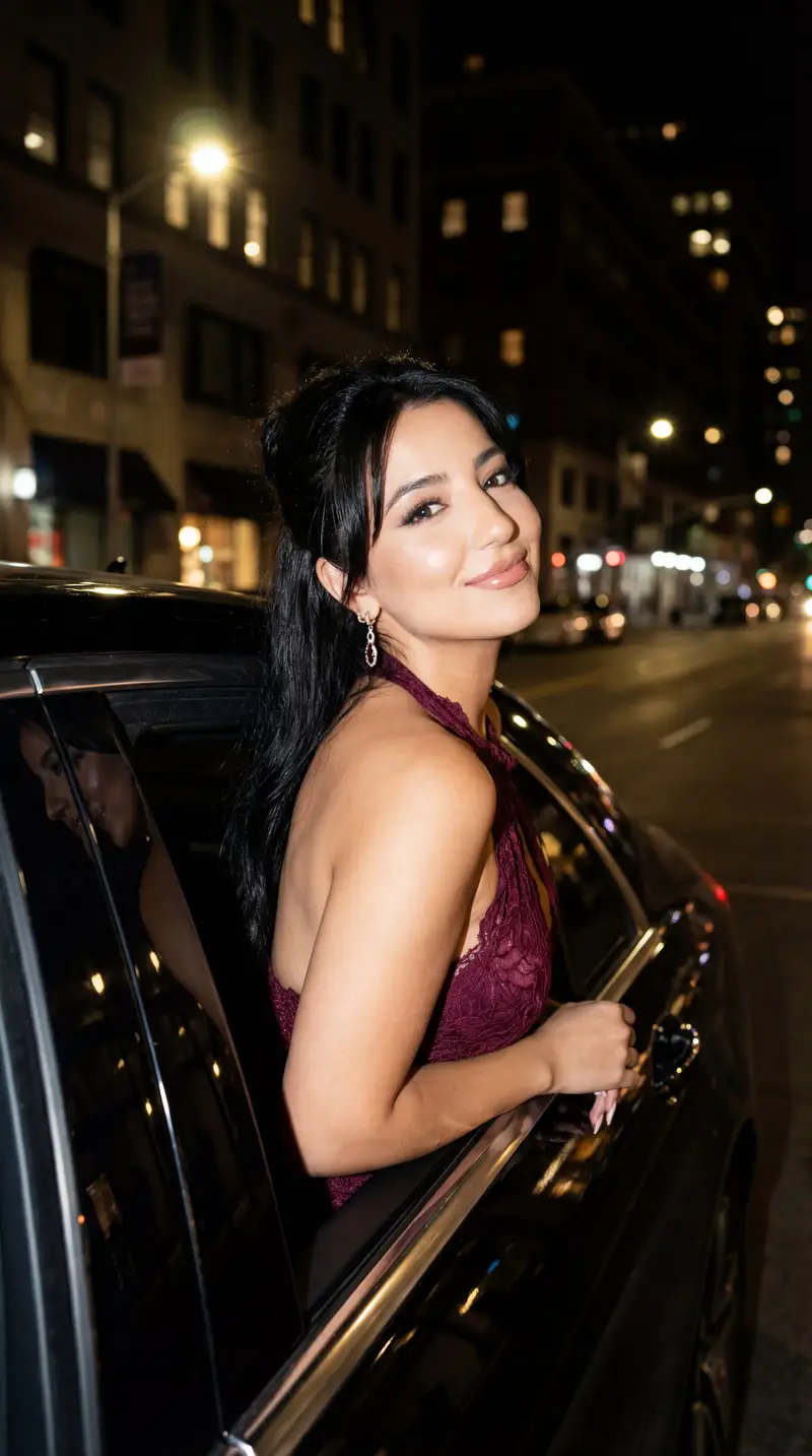 Preview of Night Paparazzi Car Editorial Prompt with Identity Lock