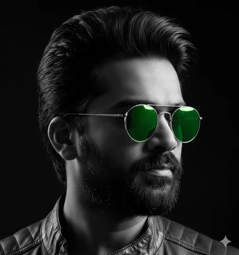 Preview of Cinematic B&W Portrait with Selective Emerald Color