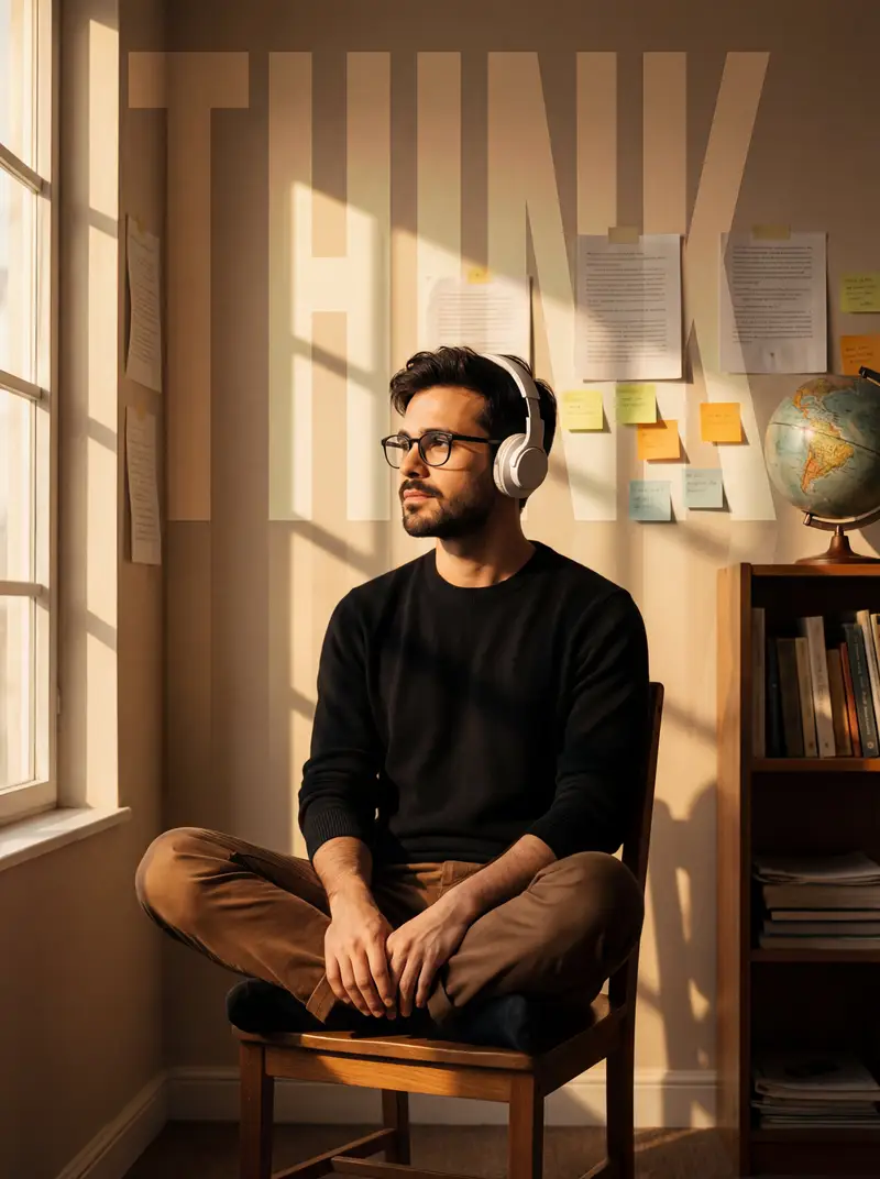 پیش‌نمایش Cinematic Portrait with Window Shadows and Typography Overlay