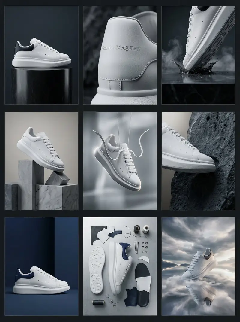 Preview of Alexander McQueen Sneaker Commercial Grid Prompt (3x3)
