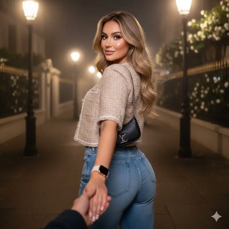 Preview of Hyper-realistic Fashion Editorial Portrait: Night Walk