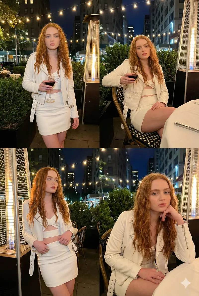 پیش‌نمایش Nightlife Collage Prompt (Sadie Sink Likeness)