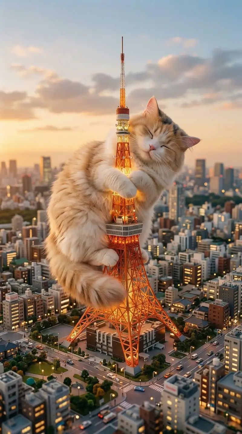 Preview of Giant Cat Occupying Tokyo Tower