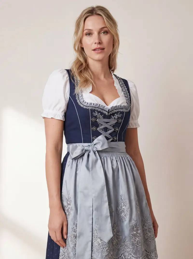 Preview of Hyper-Realistic Studio Photo of a Woman in Bavarian Dirndl