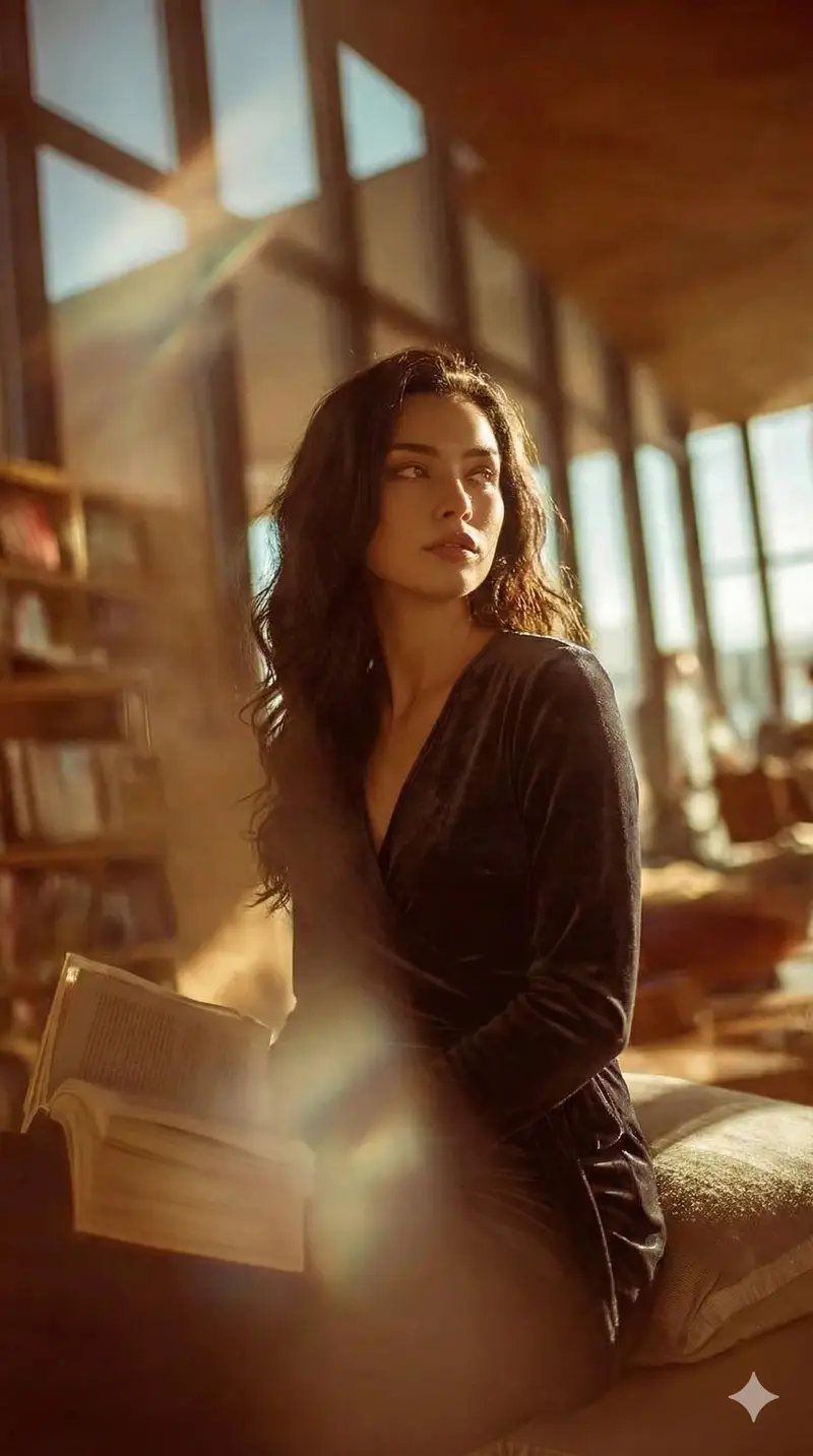 پیش‌نمایش Cinematic Realism Portrait in a Library Loft