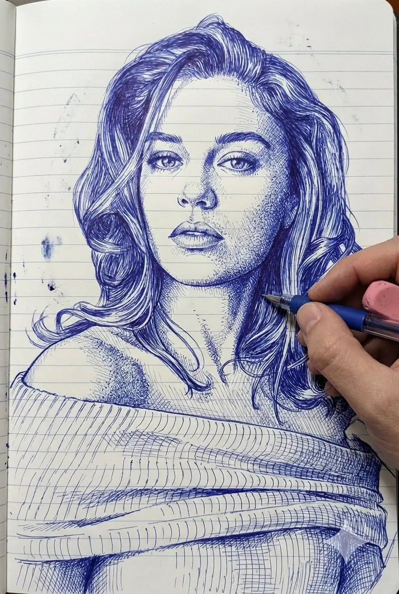 پیش‌نمایش Photo-Style Line Drawing Sketch Prompt