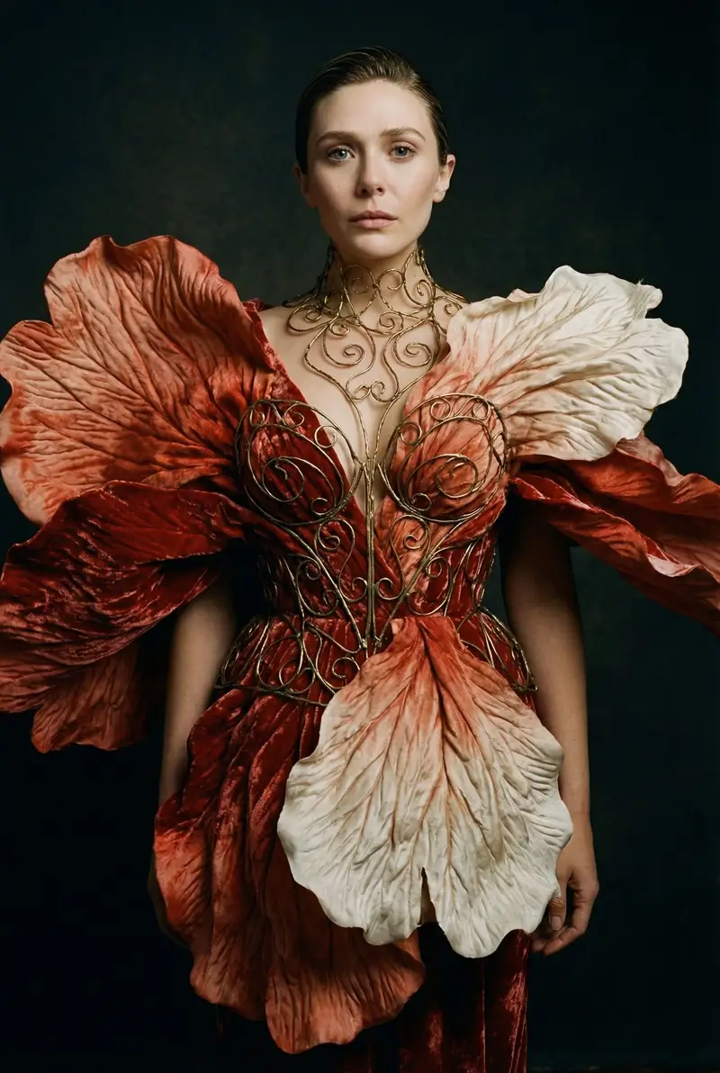 Preview of Botanical Metamorphosis Fashion Editorial Portrait Prompt
