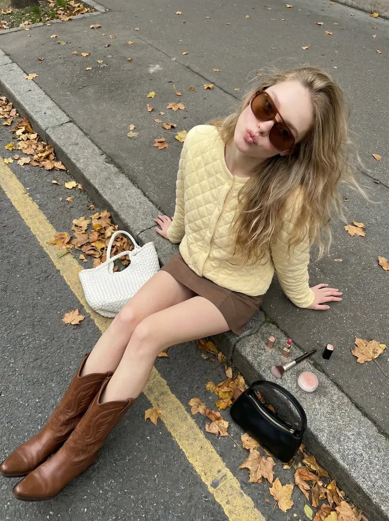 Preview of High-Angle Street Style Photo with Makeup Items