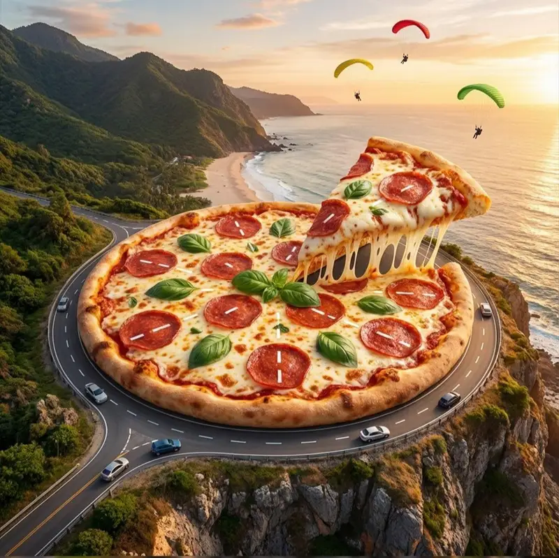پیش‌نمایش Surreal Pizza Landscapes and Cyberpunk Cars