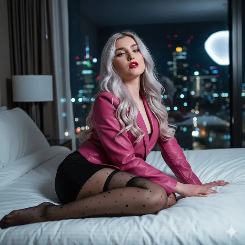 Preview of Seductive Night Portrait with City Skyline