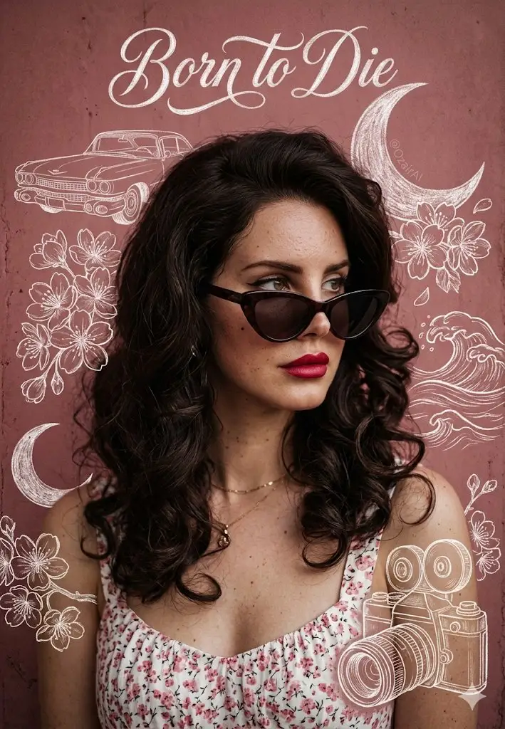 پیش‌نمایش پرتره وینتیج «Born To Die» با دودل‌های گچی