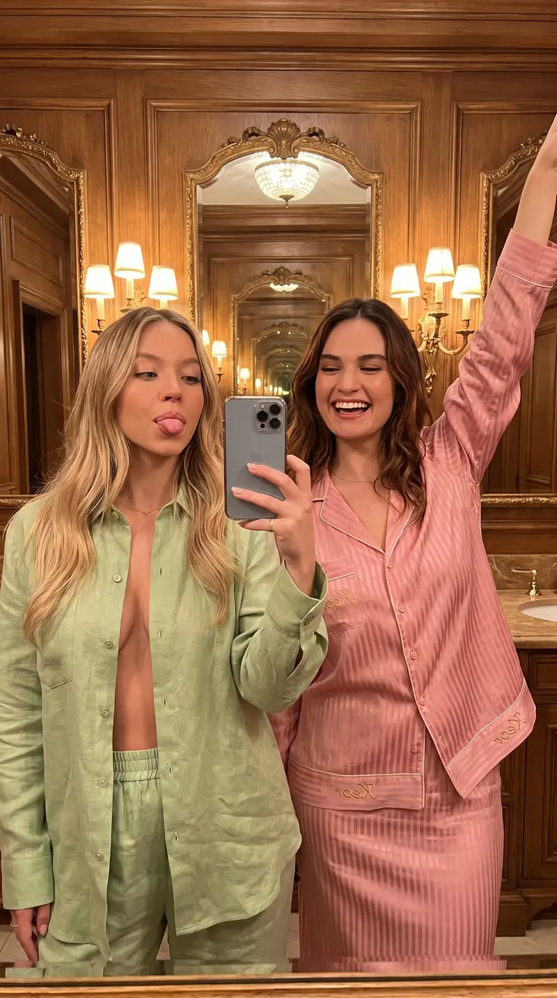 Preview of Photorealistic Mirror Selfie of Two Women