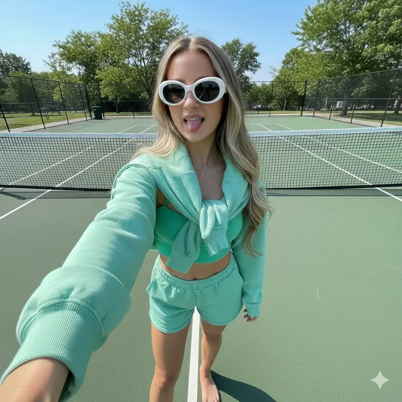 Preview of Playful Tennis Court Selfie