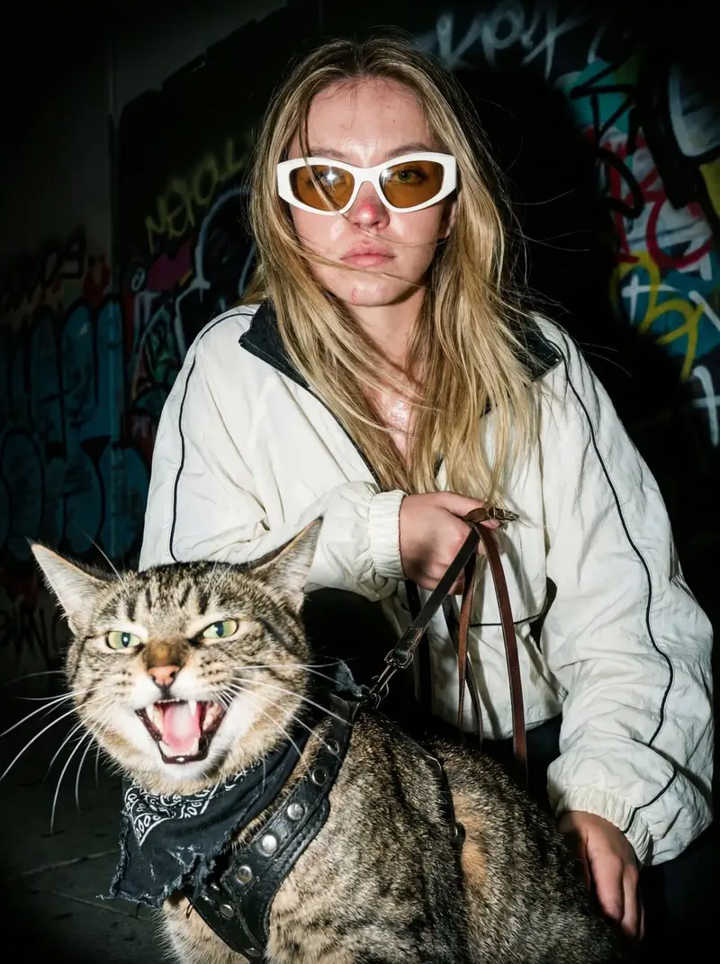 Preview of Edgy Flash Photography Portrait with Cat