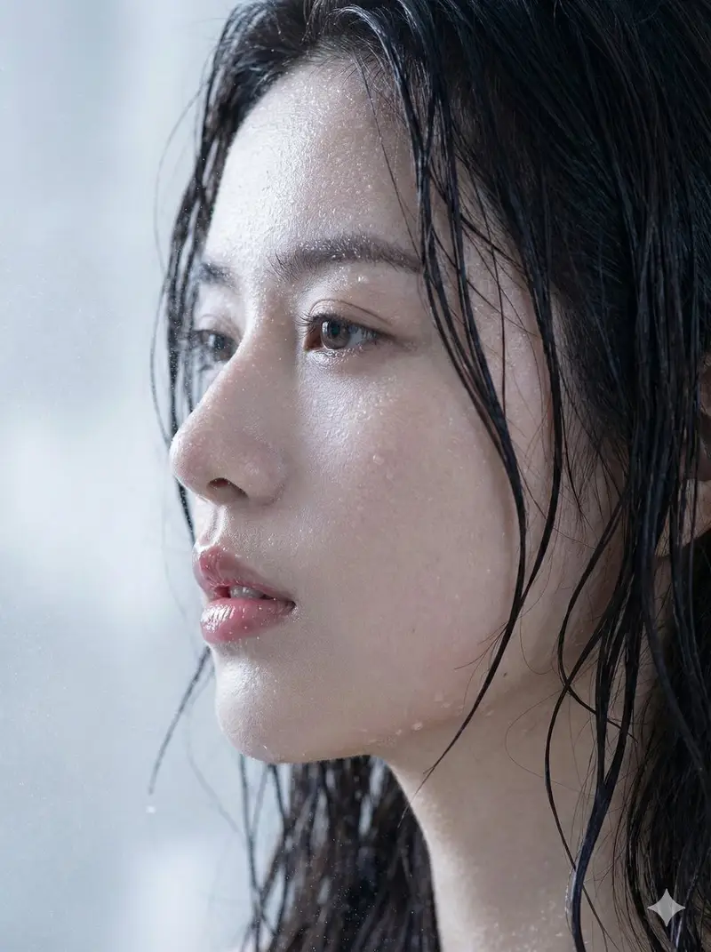 Preview of Hyper-Realistic Wet Skin Portrait (Macro Focus)