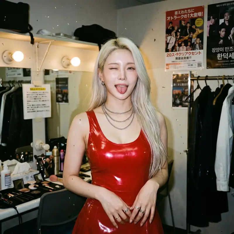 Preview of Japanese Analog Film Photo of Woman in Red Latex