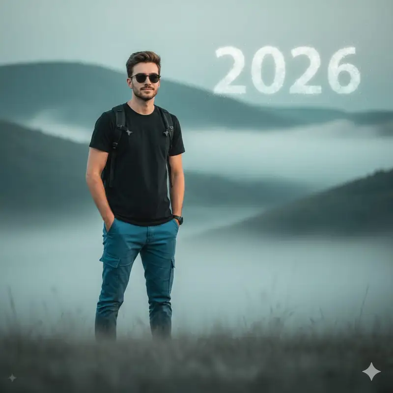 پیش‌نمایش Cinematic Mountain Portrait with Floating Text