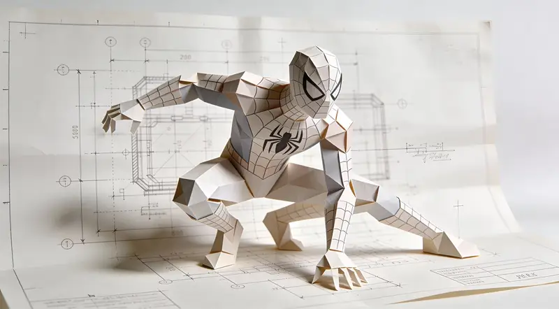 Preview of Natural Language Prompt for Spider-Man Folded-Paper Blueprint
