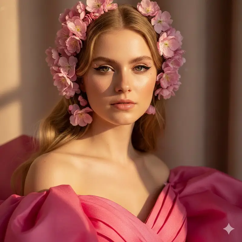 Preview of Cinematic Pink Blossom Couture Portrait