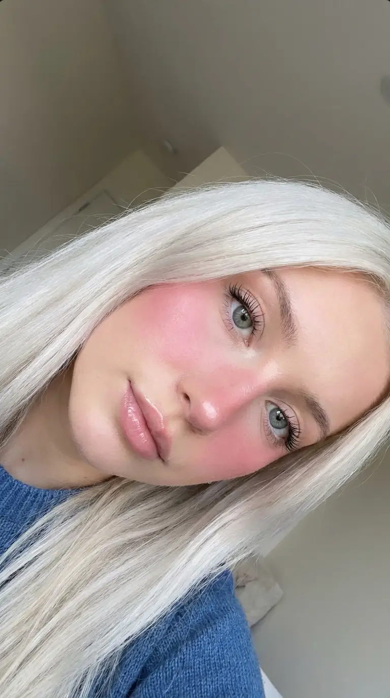 Preview of Extreme Close-up Beauty Selfie with Heavy Blush