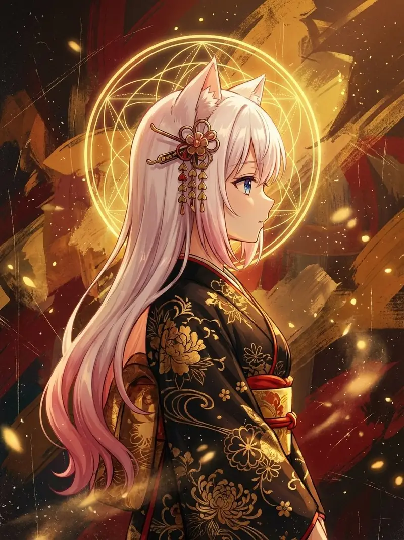 پیش‌نمایش Surreal Anime Nekomimi in Kimono