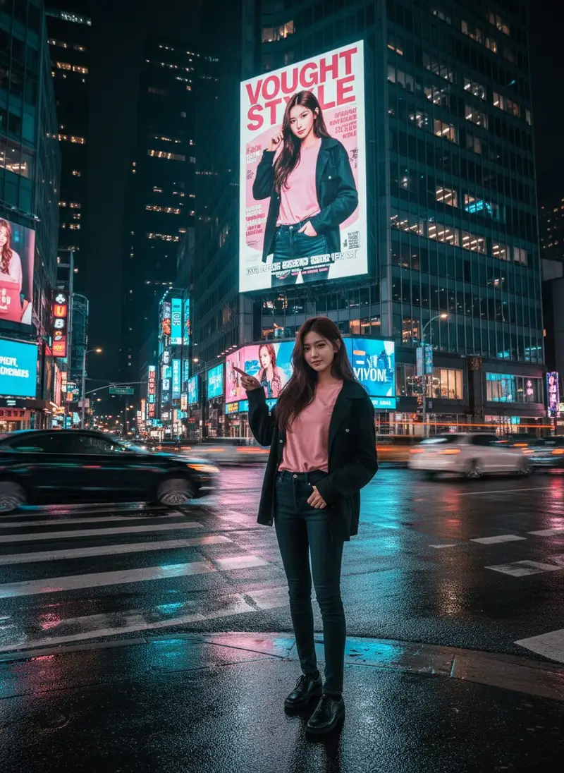 Preview of Cinematic Urban Night Billboard Portrait