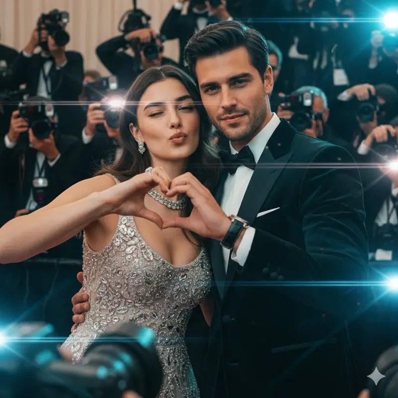 پیش‌نمایش Paparazzi Red Carpet Couple Prompt with Identity Lock