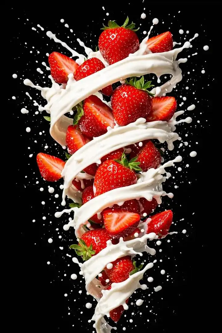 Preview of Hyper-realistic High-Speed Strawberry Milk Splash Photography