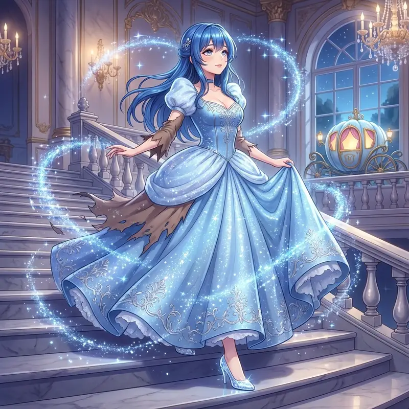 Preview of Cinderella Transformation AI Image Prompt