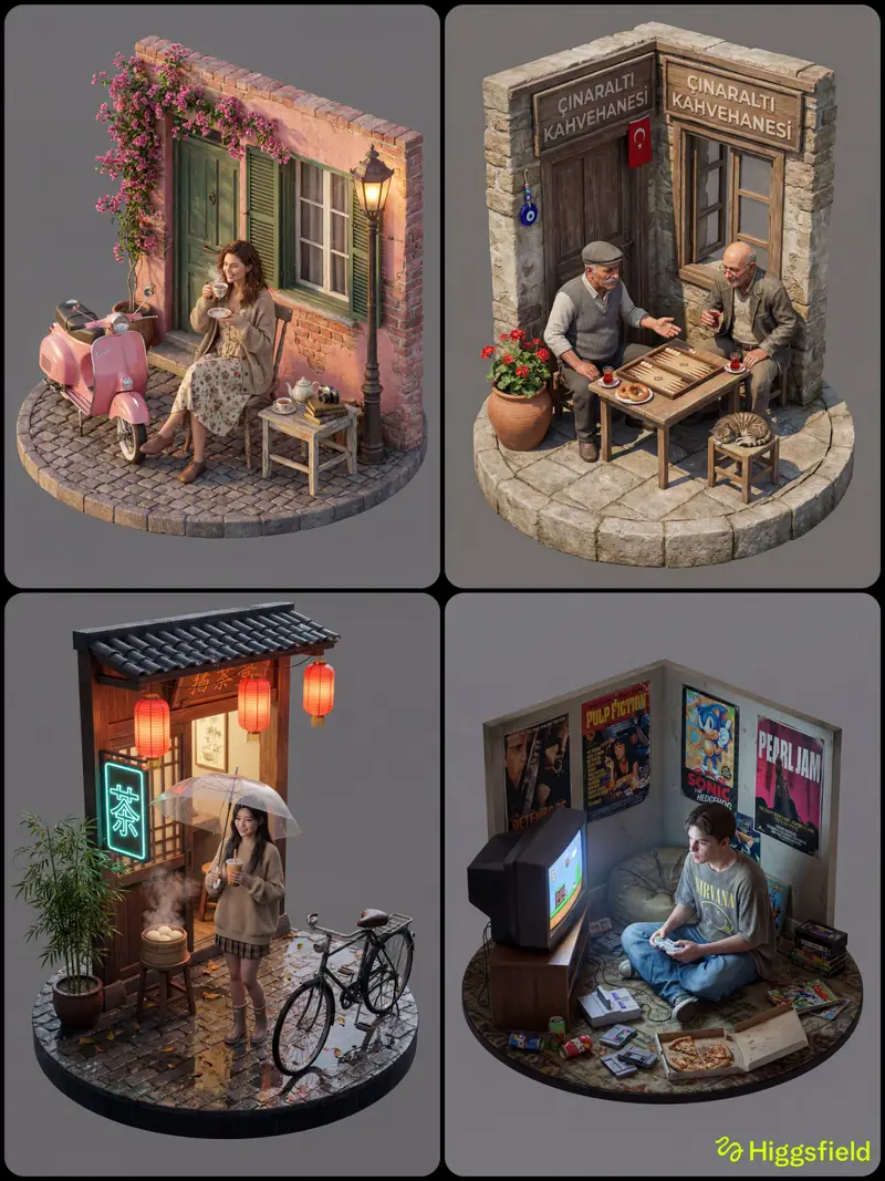 پیش‌نمایش Isometric 3D Diorama with Living Human Texture