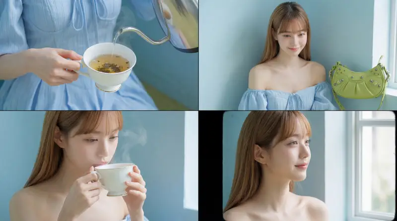 پیش‌نمایش Cinematic Tea Time Prompt (Shared for Image and Video Generation)