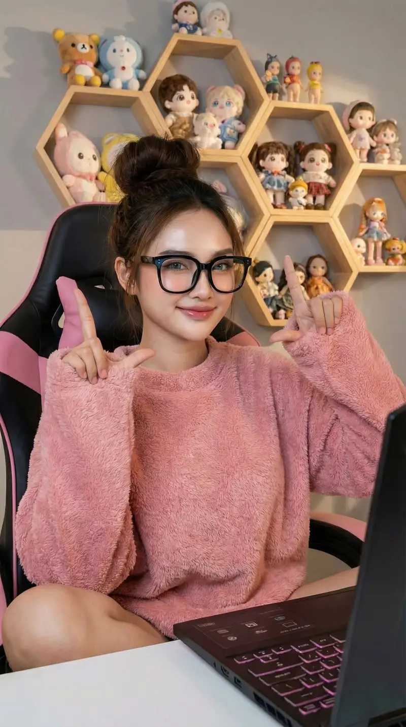 Preview of Photorealistic Portrait of a Korean Young Woman in a Gamer Chair