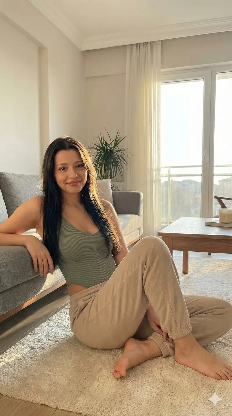 Preview of Candid Portrait in Sunlit Minimalist Apartment