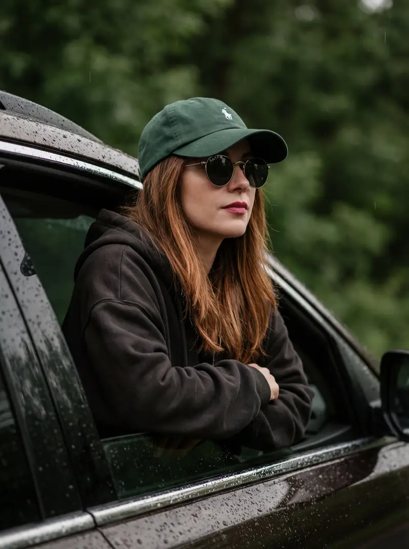 Preview of Cinematic Rainy Day Car Window Portrait Prompt
