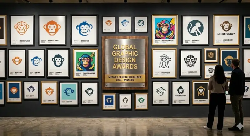 Preview of Logo Design Wall Generation Prompt for Monkey Theme