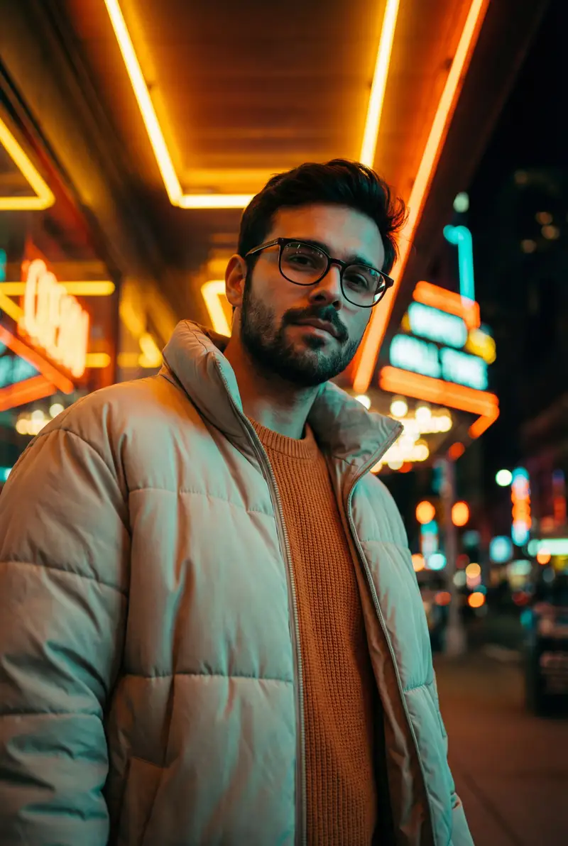 پیش‌نمایش Teal and Orange Neon Urban Portrait