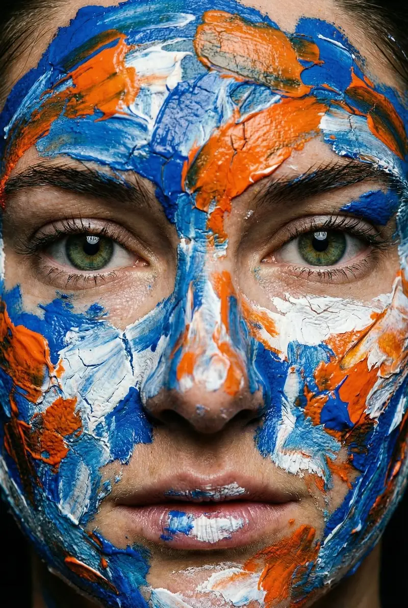 Preview of Macro Portrait with Impasto Acrylic Paint Texture