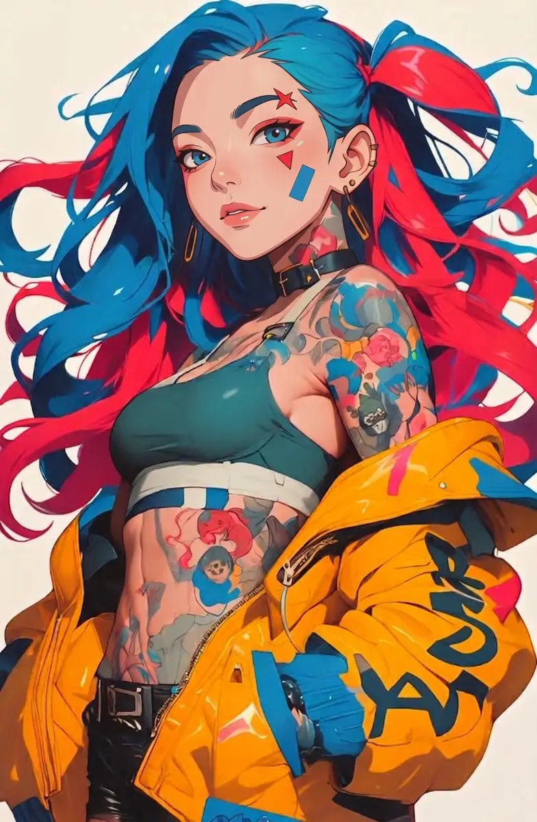 Preview of Punk Style Split-Dye Anime Woman