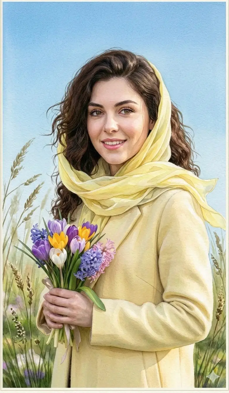 Preview of Watercolor Spring Greeting Card Portrait