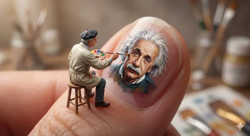 Preview of Miniature Artist Painting on a Giant Fingernail