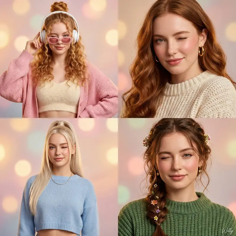 Preview of 2x2 Grid of Ultra-Realistic Female Portraits