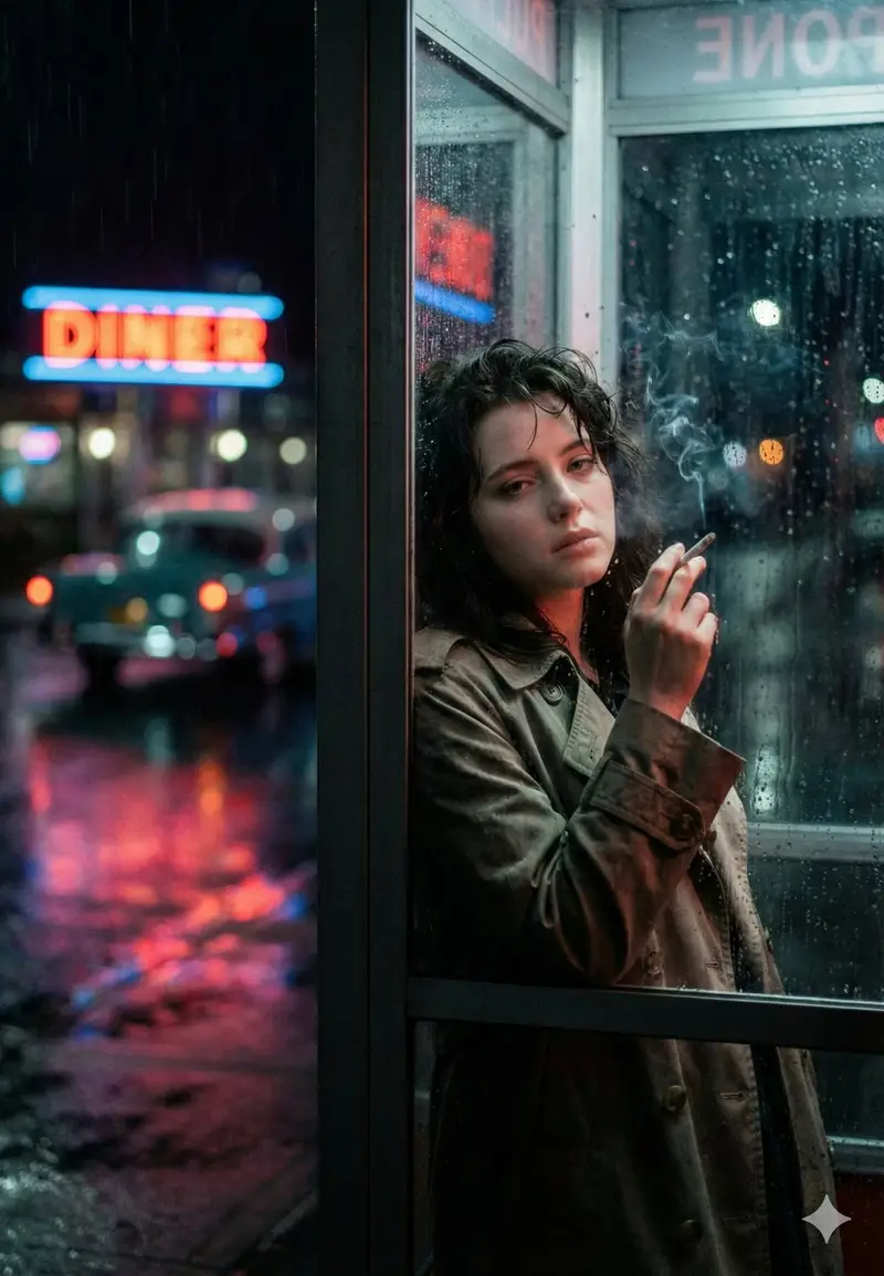 پیش‌نمایش Neo-Noir Phone Booth Scene in the Rain