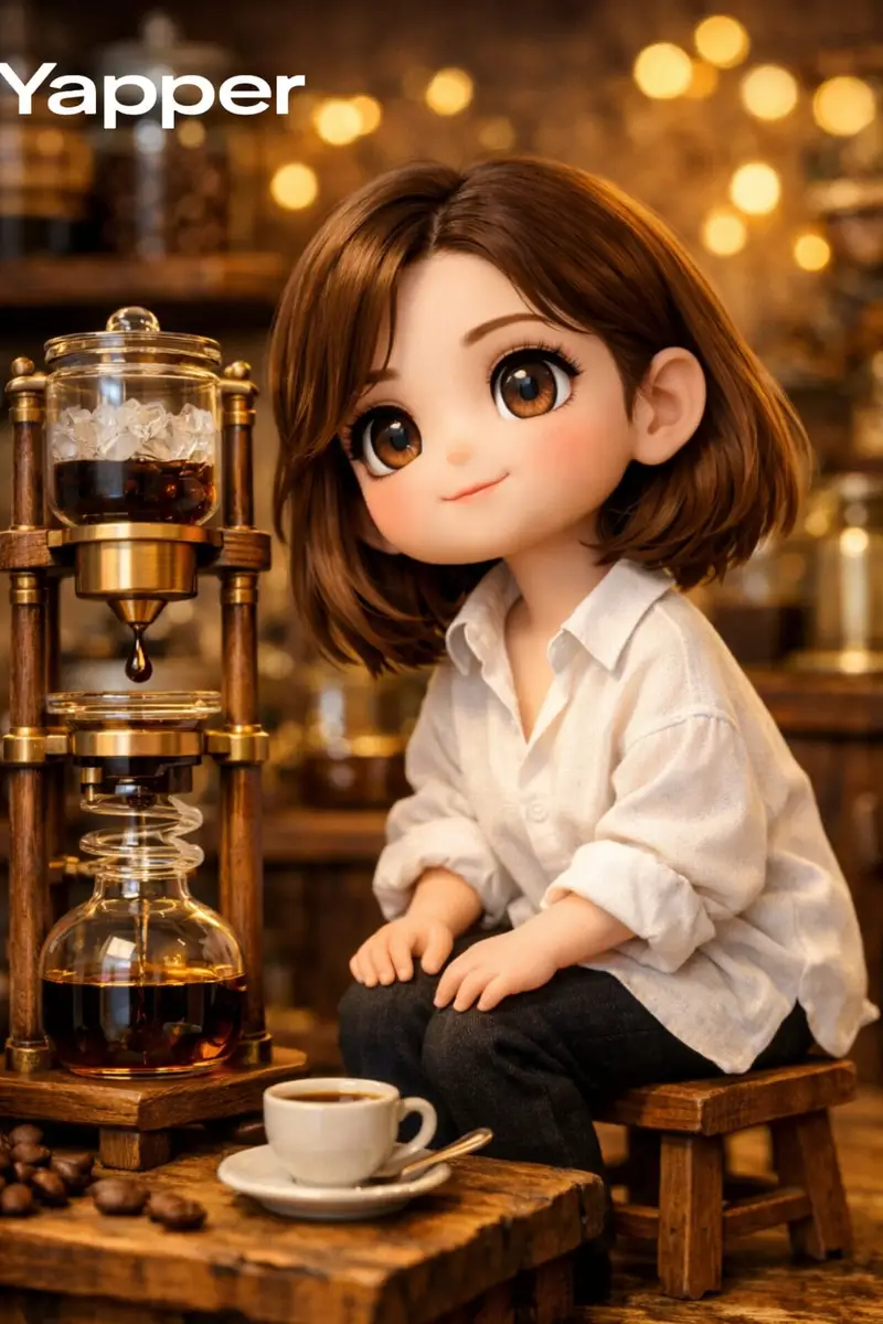 پیش‌نمایش Miniature Coffee Shop Diorama with Chibi Girl