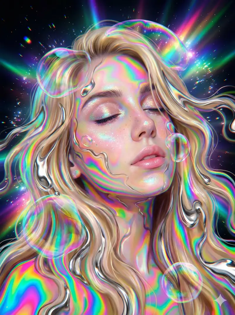 پیش‌نمایش Surreal Psychedelic Iridescent Portrait