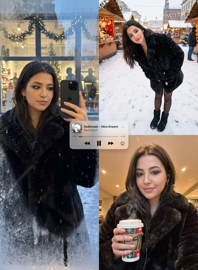 پیش‌نمایش کلاژ پوستر ادیتوریال زمستانی با حفظ کامل چهره